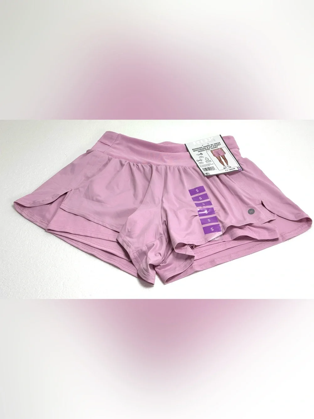 RBX Pink Running Flowy Shorts with Inner Shorts & Zip Back Pocket Small NWT